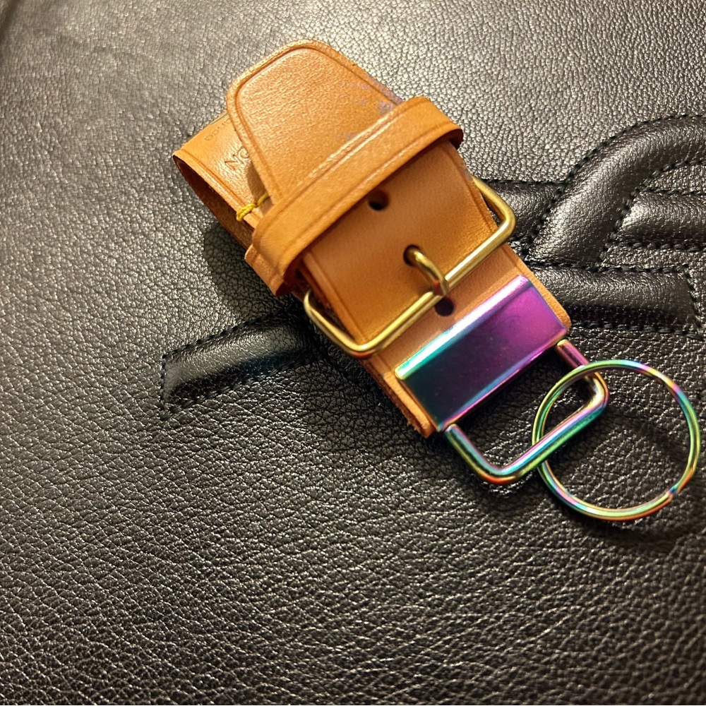Hand painted LV luggage strap converted to a keychain